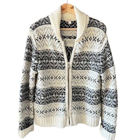 Gap Women’s Sz L Cowichan FairIsle Wool Alpaca Blend Zip Up Sweater Jacket - Picture 2 of 10